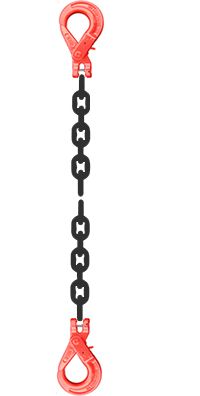 Grade 80 SSLSL Chain Sling - Single Leg w/ Self Locking (Safety) Hooks Both Ends