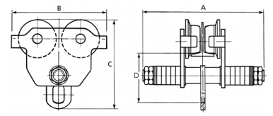 oz lifting products push beam trolley specifications