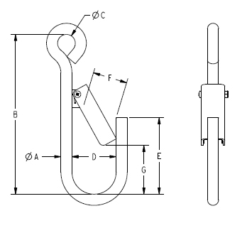 alloy steel latching j hook