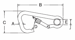 Asymmetrical Spring Hook w/ Screw Nut & Eyelet