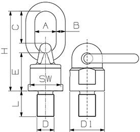 Ball Bearing Swivel Eye Bolt with Ring