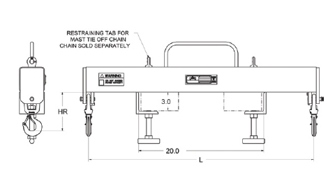 forklift lifting beam outside hook