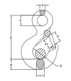 Grade 100 Alloy eye hoist hook with latch