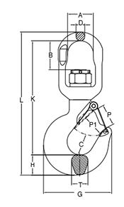 Grade 100 Alloy swivel hoist hook with latch