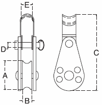 stainless pulley block removable pin and toggle