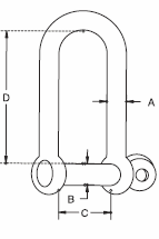 Screw Pin Long D Shackle Stainless Steel