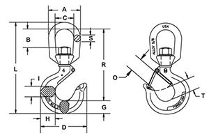 Swivel rigging hook CM