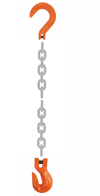 Grade 100 SFG Chain Sling - Single Leg w/ Foundry Hook on Top and Clevis Grab Hook on Bottom