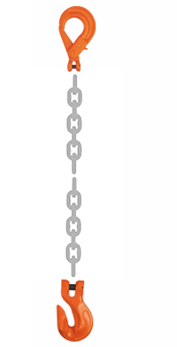 Grade 100 SSLG Chain Sling - Single Leg w/ Self Locking (Safety) Hook on Top and Clevis Grab Hook on Bottom