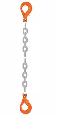Grade 100 SSLSL Chain Sling - Single Leg w/ Self Locking (Safety) Hook Both Ends