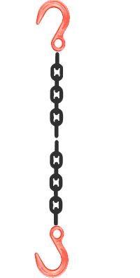 Grade 80 SFF Chain Sling - Single Leg with Foundry Hook Both Ends