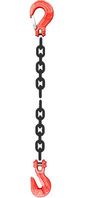 Grade 80 SSG Chain Sling - Single Leg w/ Latch on Top and Grab Hook on Bottom
