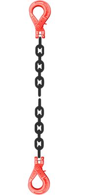 Grade 80 SSLSL Chain Sling - Single Leg w/ Self Locking (Safety) Hooks Both Ends