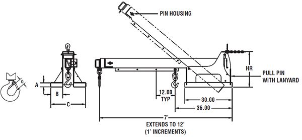 Caldwell Model PB Fork Lift Booms Pivoting Specification