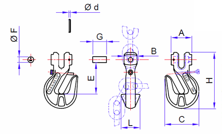 grade 80 clevis grab hook with safety pin