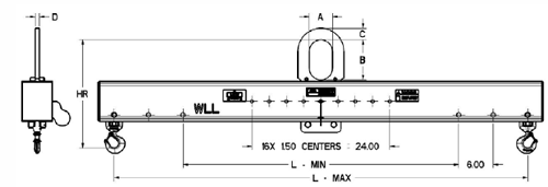 adjustable length lifting beams with swivel bottoms M&W