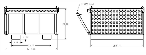 material basket with drop side specification