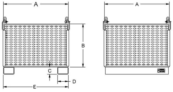 material basket with fixed sides specification