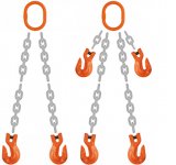 Grade 100 DOG Chain Sling - Double Leg w/ Oblong Master Link Top and Grab Hooks on Bottom