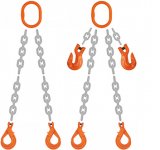 Grade 100 DOSL Chain Sling - Double Leg w/ Oblong Master Link on Top and Two Self Locking Hooks on Bottom