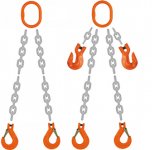Grade 100 DOS Chain Sling - Double Leg Oblong Master Link on Top and Two Sling Hooks w/ Latch on Bottom