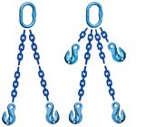 Grade 120 DOG Chain Sling - Double Leg with Oblong Master Link on Top and Two Grab Hooks Bottom