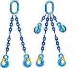 Grade 120 DOS Chain Sling - Double Leg with Oblong Master Link on Top and Two Sling Hooks with Latch on Bottom