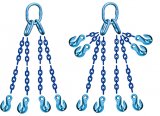 Grade 120 QOG Chain Sling - Quad Leg with Quad Oblong Master Link Top and Four Grab Hooks on Bottom