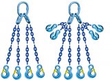 Grade 120 QOS Chain Sling - Quad Leg with Quad Oblong Master Link Top and Four Sling Hooks on Bottom