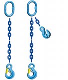 Grade 120 SOS Chain Sling - Single Leg w/ Oblong Master Link on Top and Sling Hook w/ Latch on Bottom