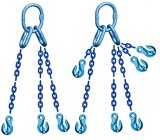 Grade 120 TOG Chain Sling - Triple Leg with Quad Oblong Master Link on Top and Three Grab Hooks on Bottom