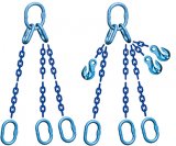 Grade 120 TOO Chain Sling - Triple Leg with Quad Oblong Master Link on Top and Oblong Master Links on Bottom