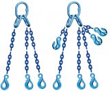 Grade 120 TOSL Chain Sling - Triple Leg w/ Quad Oblong Master Link on Top and Three Self Locking Hooks on Bottom