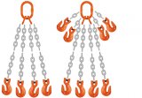 Grade 100 QOG Chain Sling - Quad Leg w/ Quad Oblong Master Link on Top and Four Grab Hooks on Bottom