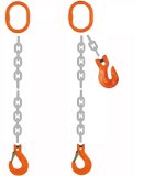 Grade 100 SOS Chain Sling - Single Leg w/ Oblong Master Link on Top and Sling Hook w/ Latch on Bottom
