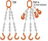 Grade 100 TOF Chain Sling - Triple Leg w/ Quad Oblong Master Link on Top and Three Foundry Hooks on Bottom