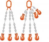 Grade 100 TOG Chain Sling - Triple Leg w/ Quad Oblong Master Link on Top and Three Grab Hooks on Bottom