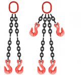 Grade 80 DOG Chain Sling - Double Leg w/ Oblong Master Link on Top and Grab Hooks on Bottom