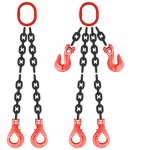 Grade 80 DOF Chain Sling - Double Leg w/ Oblong Master Link on Top and Foundry Hooks on Bottom