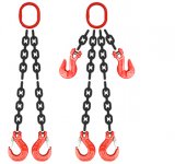 Grade 80 DOS Chain Sling - Double Leg w/ Oblong Master Link on Top and Sling Hooks w/ Latch on Bottom