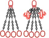 Grade 80 QOO Chain Sling - Quad Leg w/ Quad Oblong Master Link on Top and Oblong Master Links on Bottom