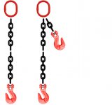Grade 80 SOG Chain Sling - Single Leg w/ Oblong Master Link on Top and Grab Hook on Bottom
