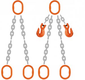 Grade 100 DOO Chain Sling - Double Leg Oblong Master Link on Top and Two Oblong Master Links on Bottom