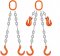 Grade 100 DOF Chain Sling - Double Leg Chain Sling w/ Oblong Master Link on Top and Two Foundry Hooks on Bottom